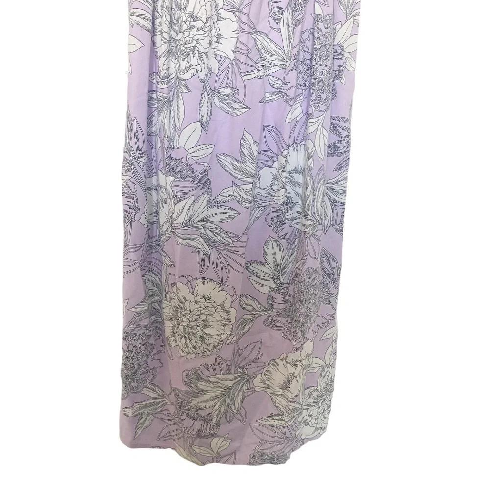 Bardot Ibiza Floral Midi Dress Tie Front Cutout Spring Boho Lavender Purple Sz 4 - Picture 6 of 11